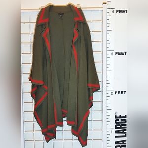 Talbots | Olive Wrap with Red Trim Stripe | One Size Fits Most